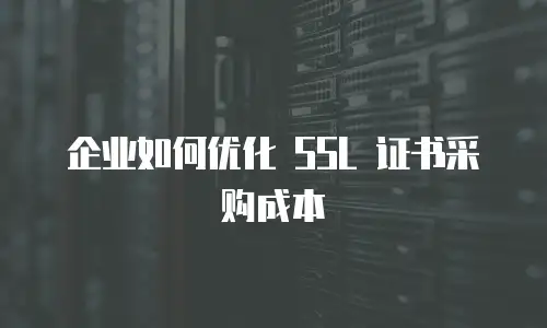 企业如何优化 SSL 证书采购成本