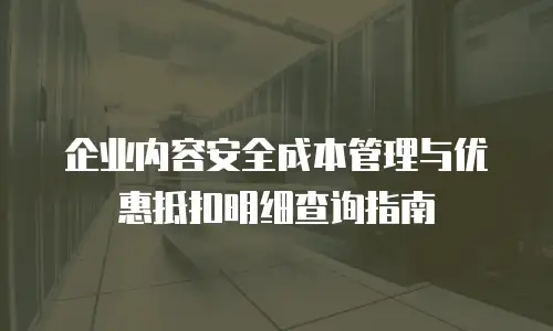 企业内容安全成本管理与优惠抵扣明细查询指南