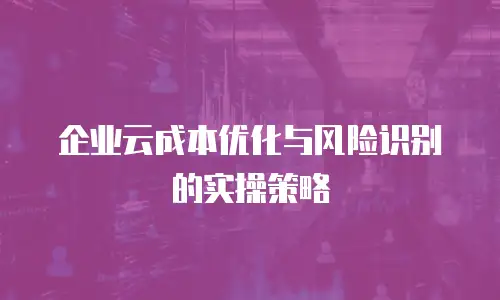 企业云成本优化与风险识别的实操策略