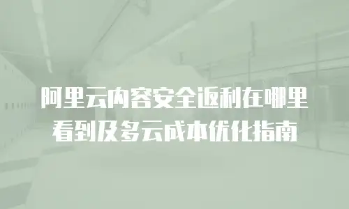 阿里云内容安全返利在哪里看到及多云成本优化指南