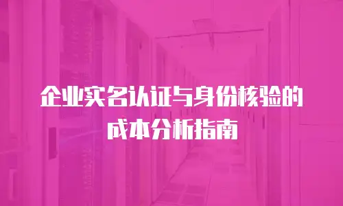 企业实名认证与身份核验的成本分析指南