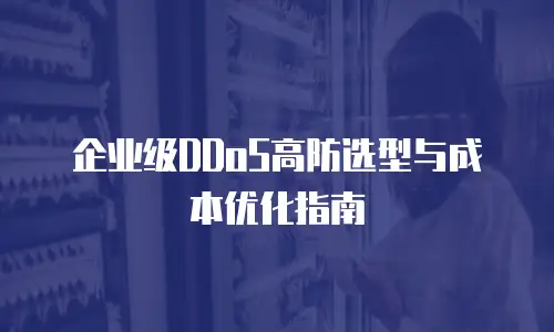 企业级DDoS高防选型与成本优化指南