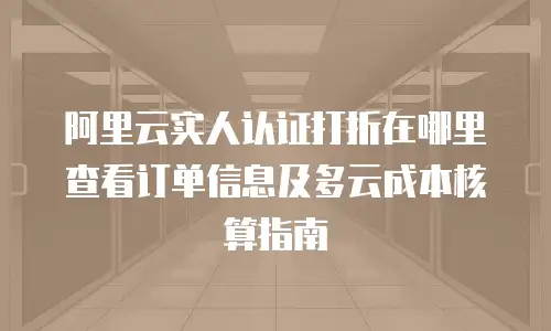 阿里云实人认证打折在哪里查看订单信息及多云成本核算指南