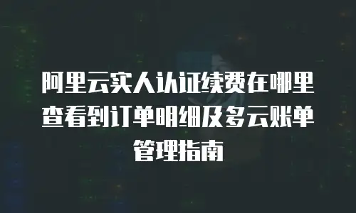 阿里云实人认证续费在哪里查看到订单明细及多云账单管理指南
