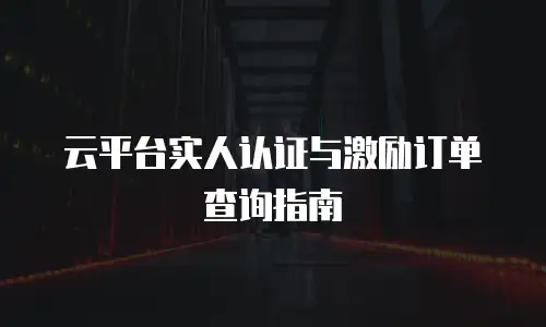 云平台实人认证与激励订单查询指南