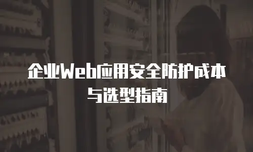 企业Web应用安全防护成本与选型指南
