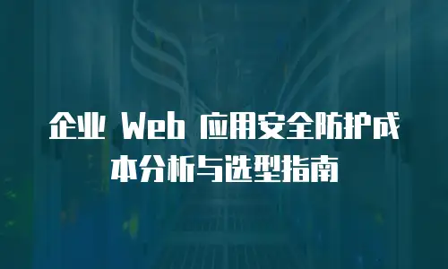 企业 Web 应用安全防护成本分析与选型指南