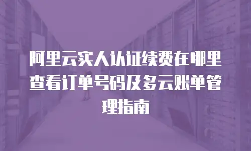 阿里云实人认证续费在哪里查看订单号码及多云账单管理指南