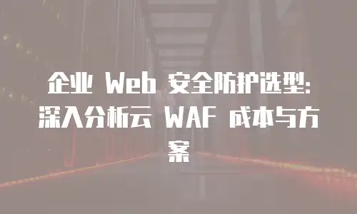 企业 Web 安全防护选型：深入分析云 WAF 成本与方案