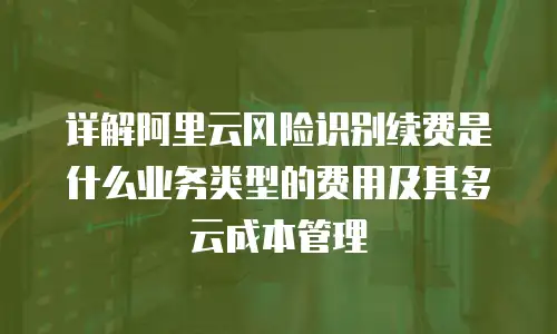 详解阿里云风险识别续费是什么业务类型的费用及其多云成本管理
