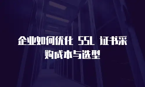 企业如何优化 SSL 证书采购成本与选型
