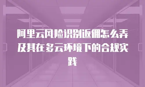 阿里云风险识别返佣怎么弄及其在多云环境下的合规实践
