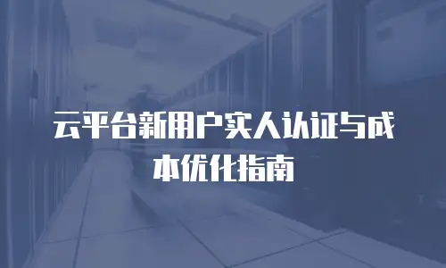 云平台新用户实人认证与成本优化指南