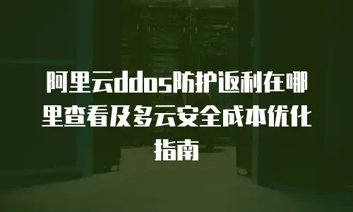 阿里云ddos防护返利在哪里查看及多云安全成本优化指南