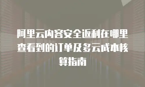 阿里云内容安全返利在哪里查看到的订单及多云成本核算指南