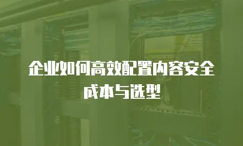企业如何高效配置内容安全成本与选型