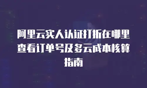 阿里云实人认证打折在哪里查看订单号及多云成本核算指南