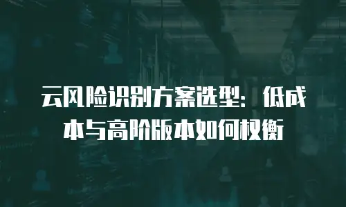 云风险识别方案选型：低成本与高阶版本如何权衡