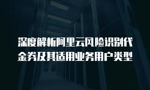 深度解析阿里云风险识别代金券及其适用业务用户类型