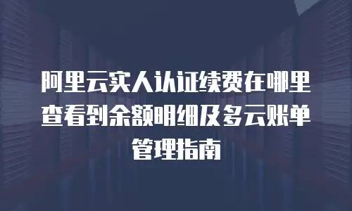 阿里云实人认证续费在哪里查看到余额明细及多云账单管理指南