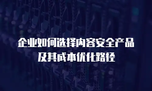 企业如何选择内容安全产品及其成本优化路径