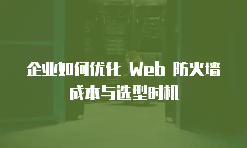 企业如何优化 Web 防火墙成本与选型时机
