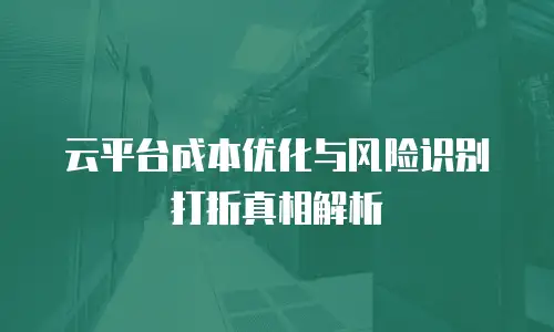 云平台成本优化与风险识别打折真相解析