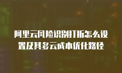 阿里云风险识别打折怎么设置及其多云成本优化路径
