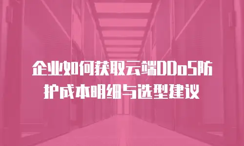 企业如何获取云端DDoS防护成本明细与选型建议