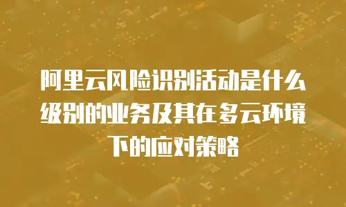 阿里云风险识别活动是什么级别的业务及其在多云环境下的应对策略