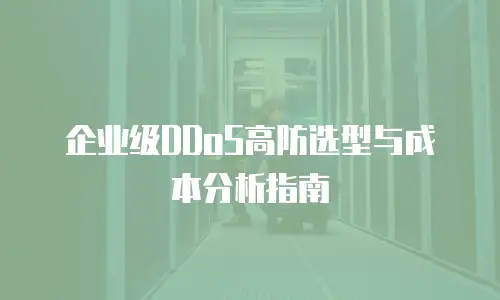 企业级DDoS高防选型与成本分析指南