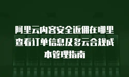 阿里云内容安全返佣在哪里查看订单信息及多云合规成本管理指南