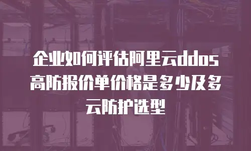 企业如何评估阿里云ddos高防报价单价格是多少及多云防护选型