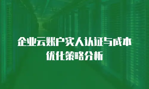企业云账户实人认证与成本优化策略分析