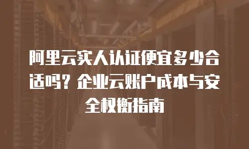 阿里云实人认证便宜多少合适吗？企业云账户成本与安全权衡指南