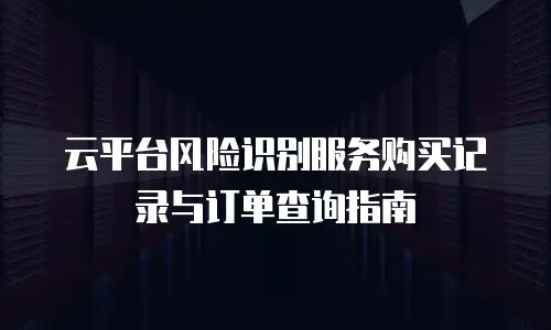 云平台风险识别服务购买记录与订单查询指南