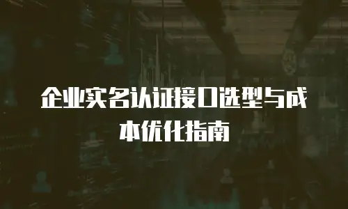 企业实名认证接口选型与成本优化指南