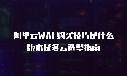 阿里云WAF购买技巧是什么版本及多云选型指南