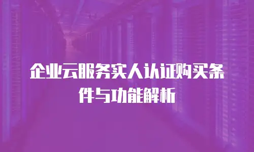 企业云服务实人认证购买条件与功能解析