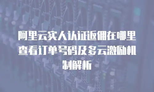 阿里云实人认证返佣在哪里查看订单号码及多云激励机制解析