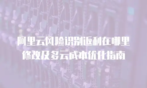 阿里云风险识别返利在哪里修改及多云成本优化指南