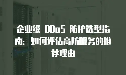 企业级 DDoS 防护选型指南：如何评估高防服务的推荐理由