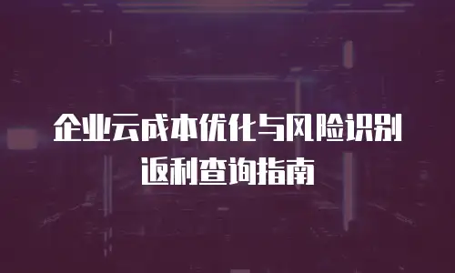 企业云成本优化与风险识别返利查询指南