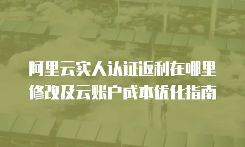 阿里云实人认证返利在哪里修改及云账户成本优化指南