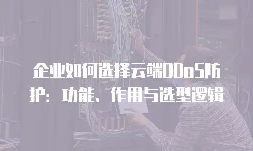 企业如何选择云端DDoS防护：功能、作用与选型逻辑