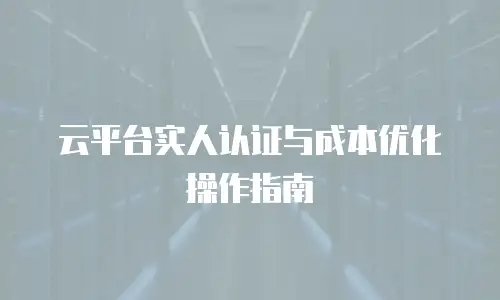 云平台实人认证与成本优化操作指南