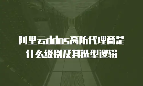阿里云ddos高防代理商是什么级别及其选型逻辑