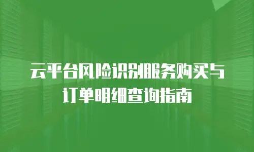 云平台风险识别服务购买与订单明细查询指南