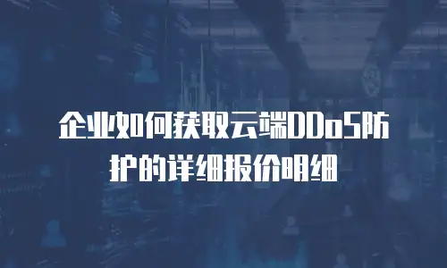 企业如何获取云端DDoS防护的详细报价明细