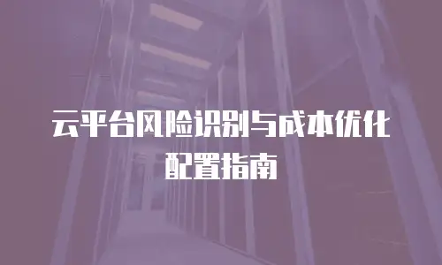 云平台风险识别与成本优化配置指南